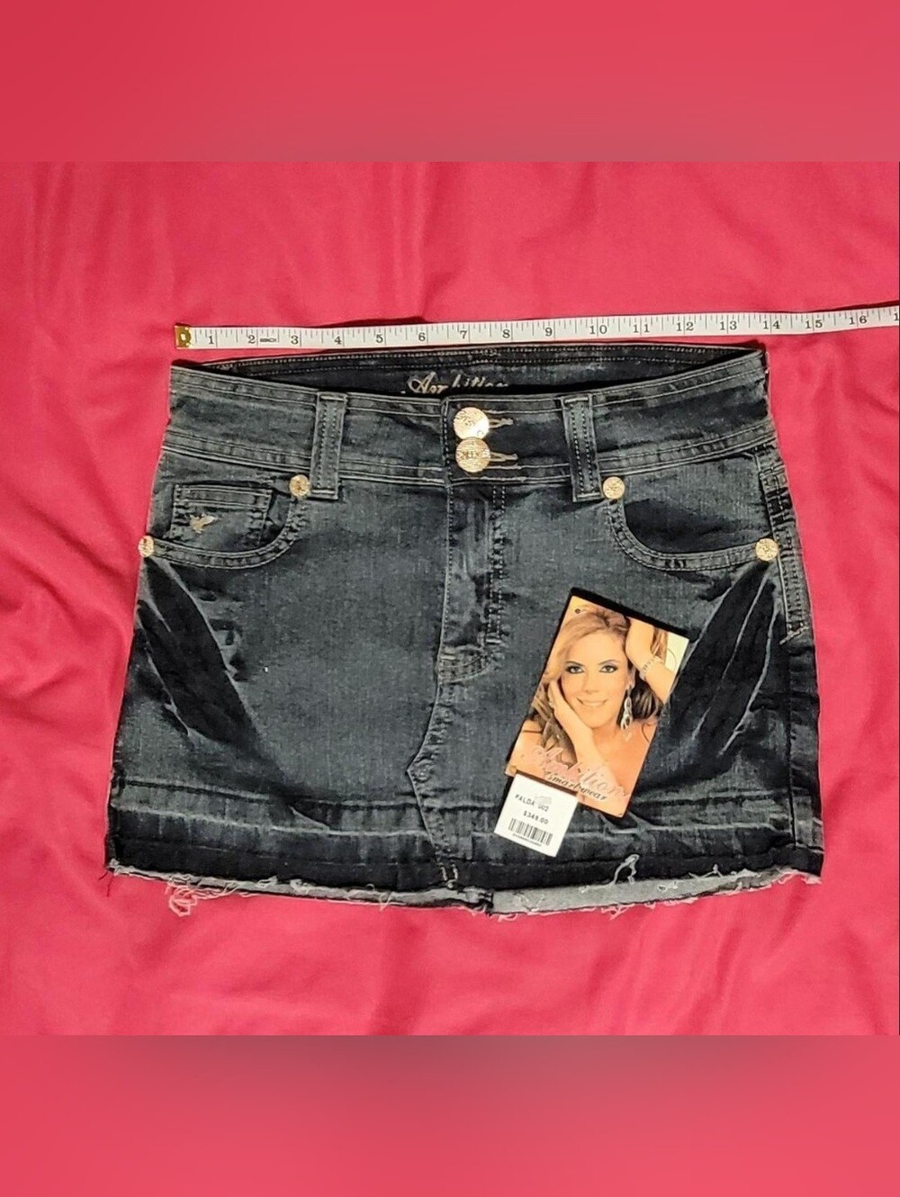 Light Wash Denim Mini Skirt Raw Hem